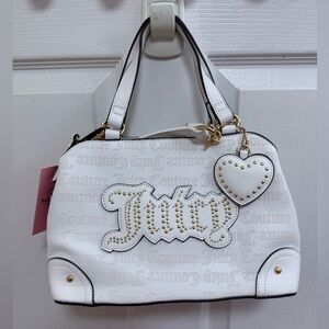 NWT Juicy Couture Royal Juicy Satchel in Angel (White) with Heart Charm
